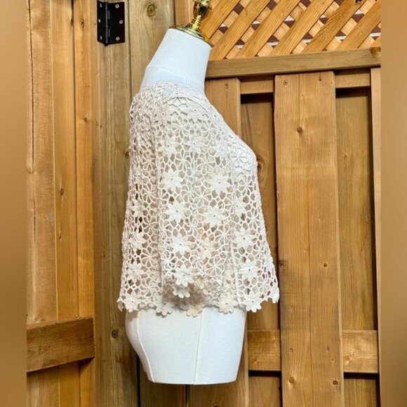 🆕 FARM Rio 🧿 NWOT Off White Crochet Crop Top, Sz Sm - Picture 3 of 13